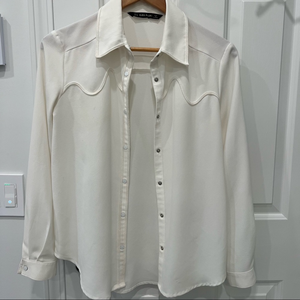 Zara Piped Detail Button Down Shirt